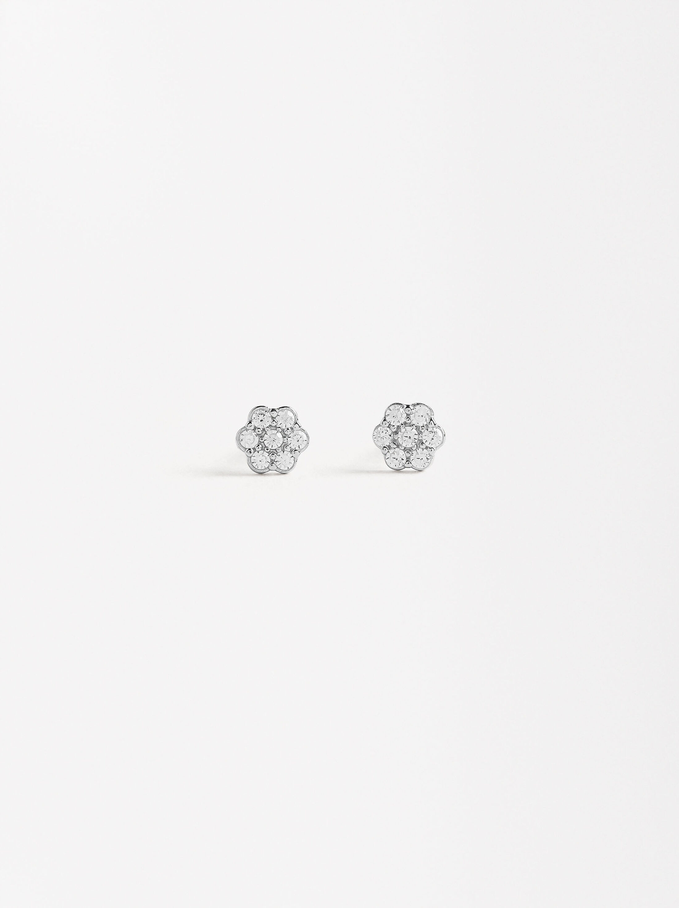 Flower earrings with zirconias - 925 sterling silver image number 0.0