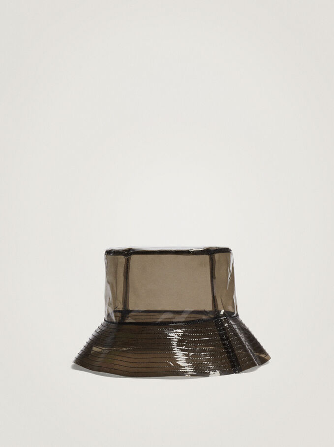 Sombrero Impermeable Transparente, Negro, hi-res