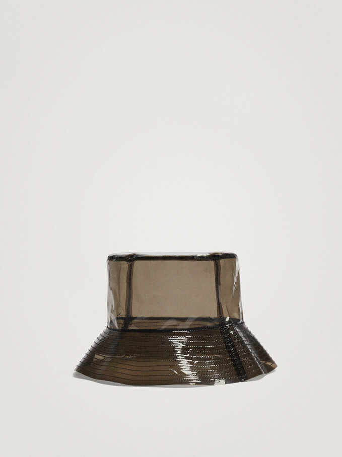 Sombrero Impermeable Transparente, Negro, hi-res