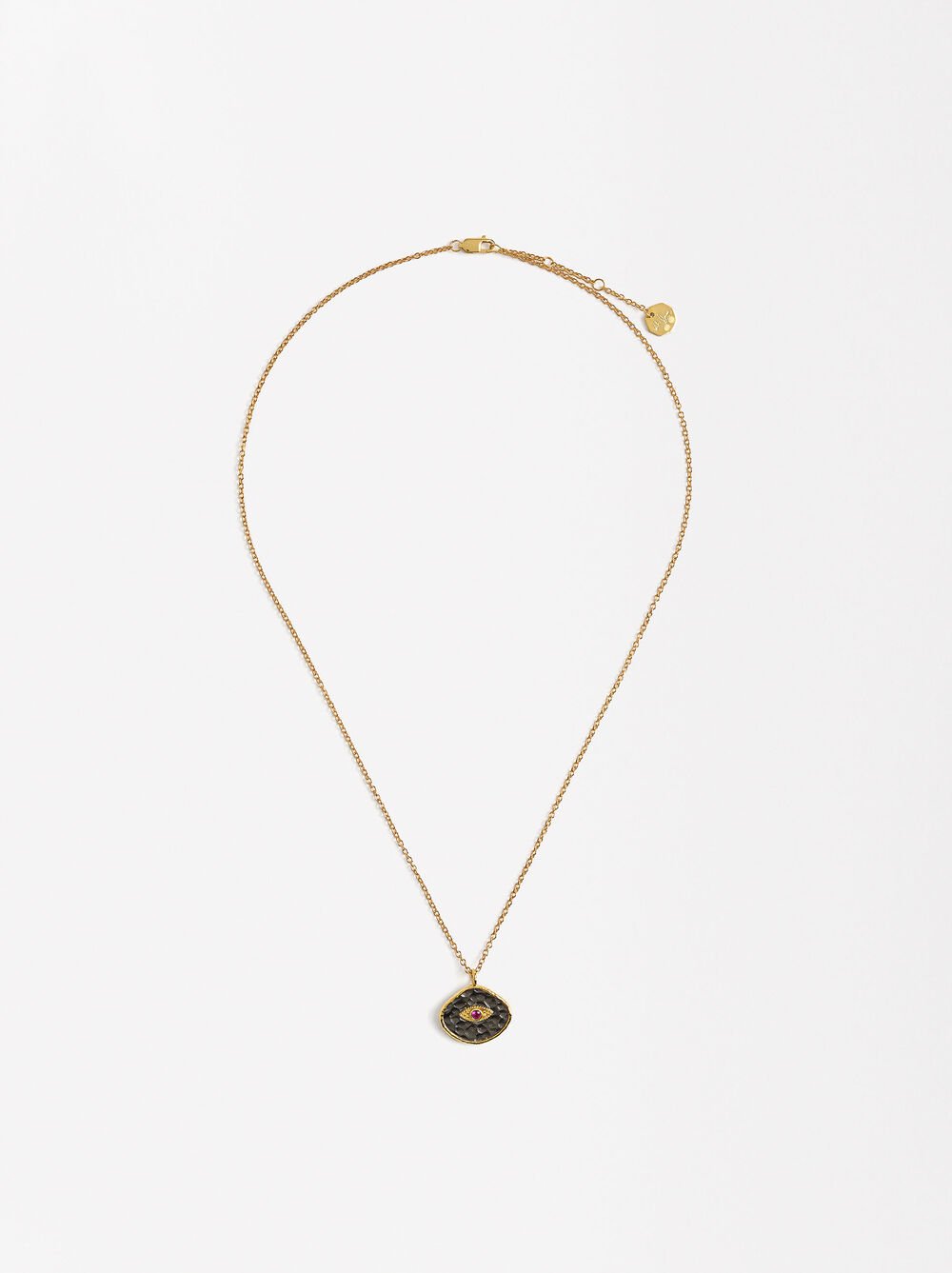 Collar corto con circonita ojo - Plata de ley 925