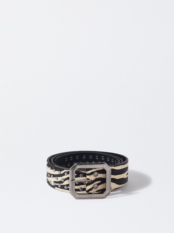 Animal Print Leather Belt, Multicolor, hi-res