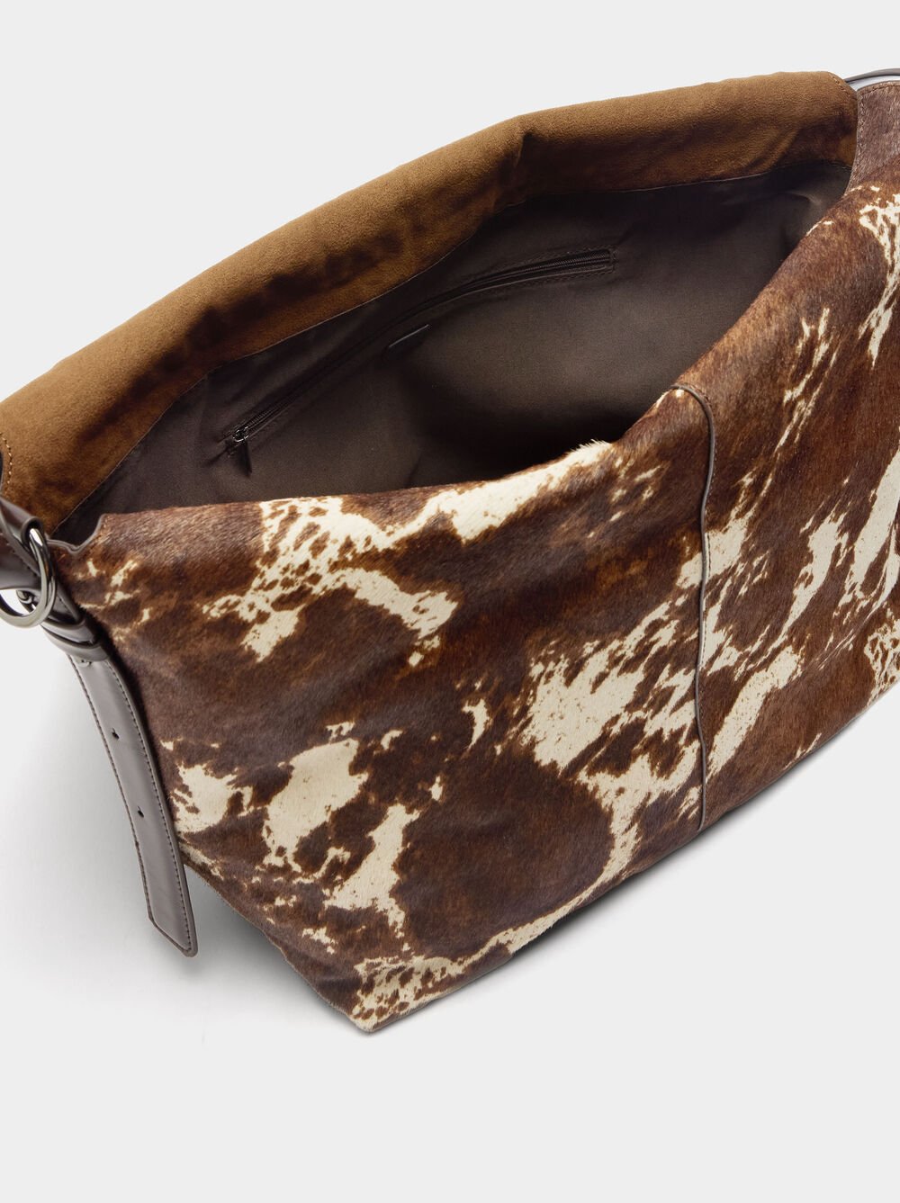 Bolso de hombro de piel con pelo