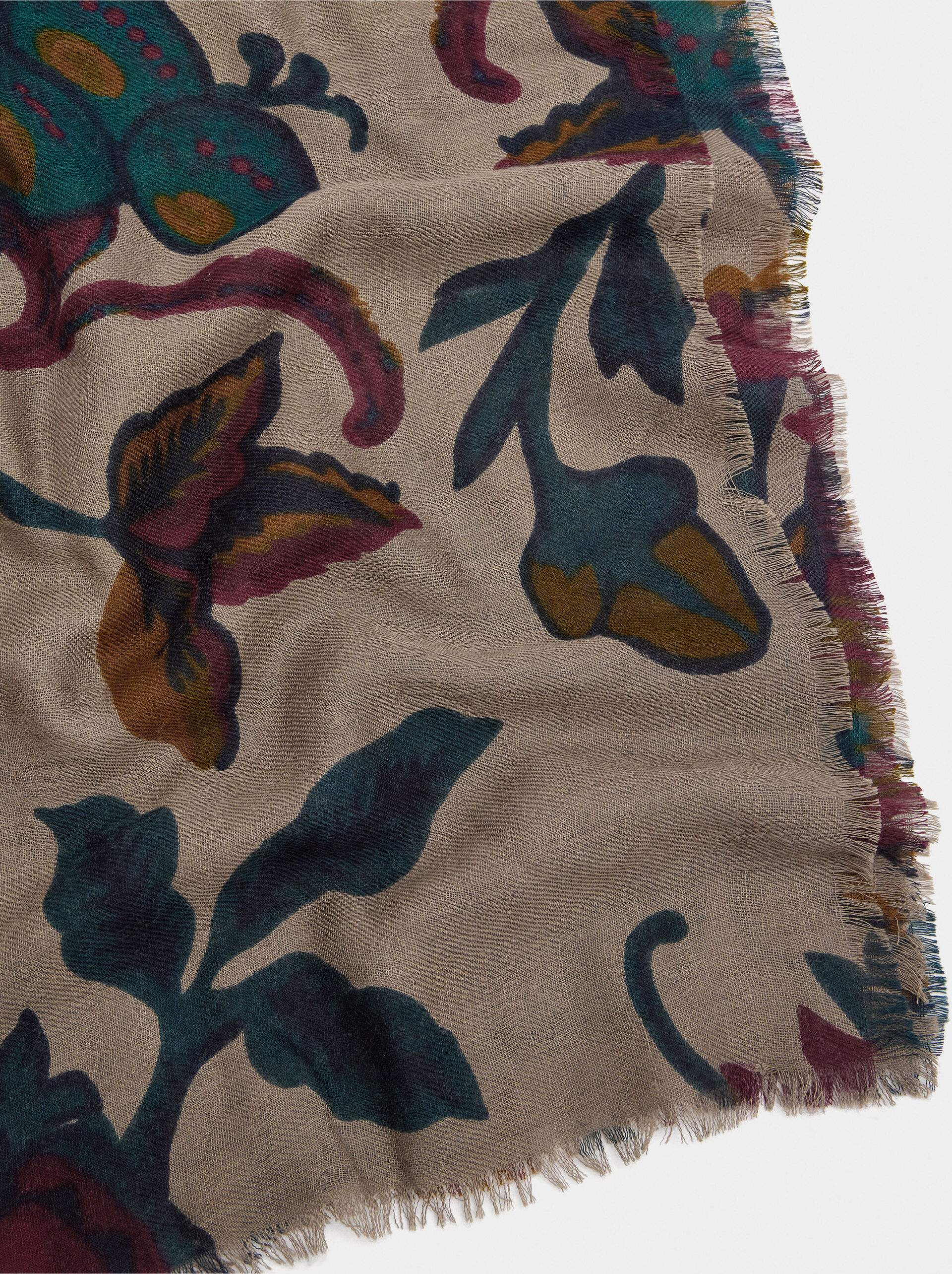 Foulard imprimé floral en laine image number 1.0