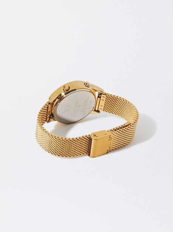 Digital Watch With Interchangeable Straps, Golden, hi-res
