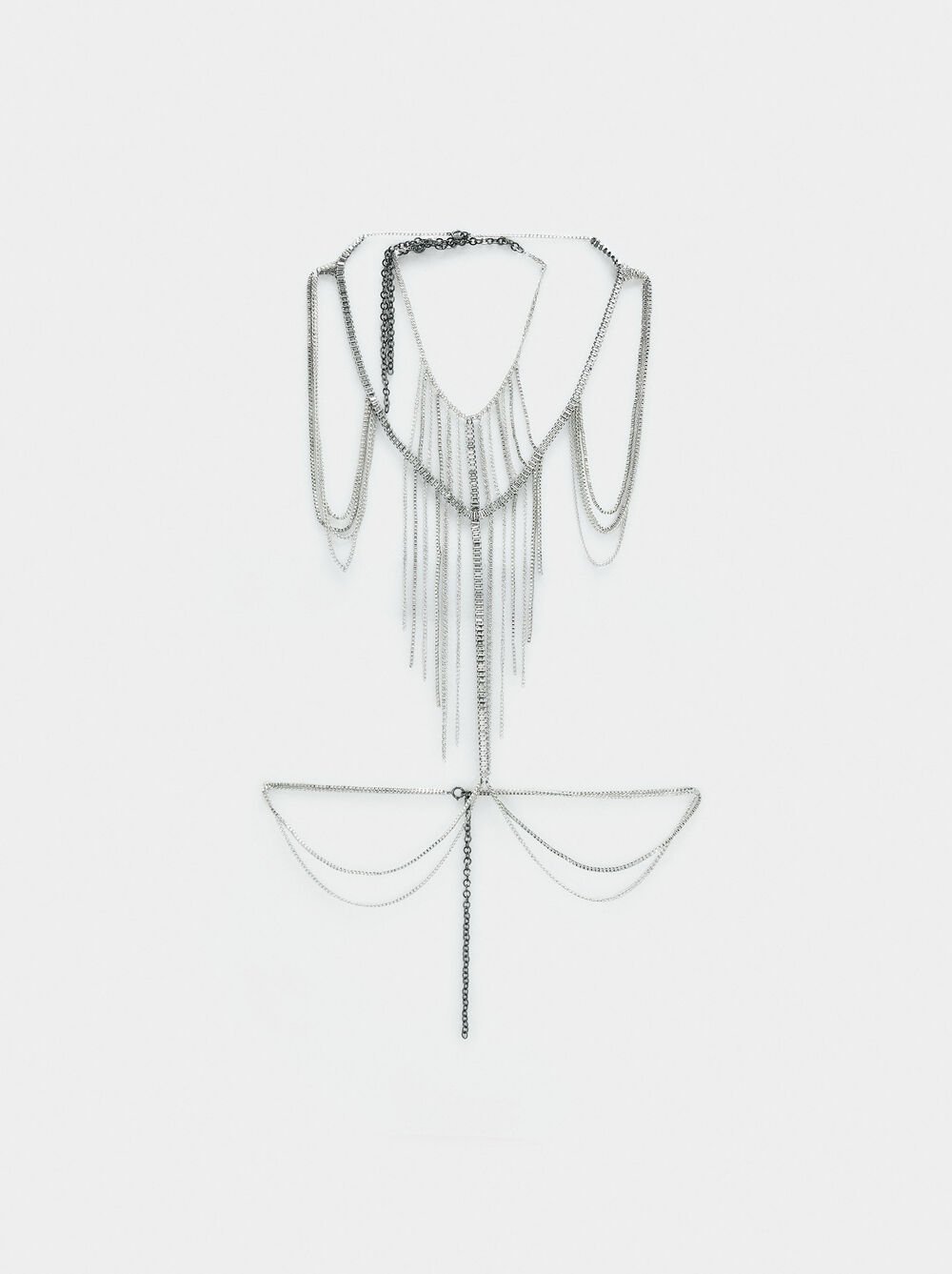 Necklace and waist chain with crystals