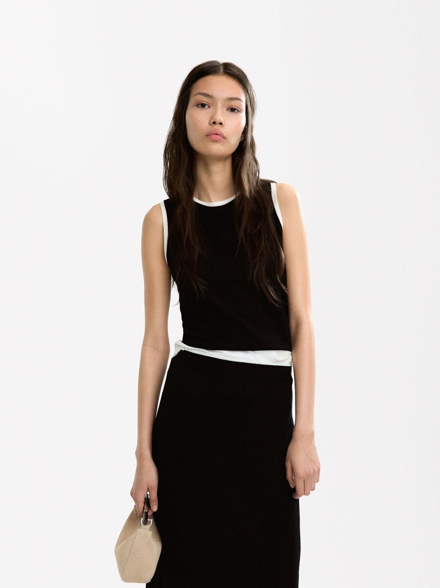 Contrast knit top