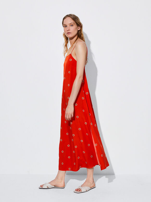 Printed Midi Dress Black Woman Dresses