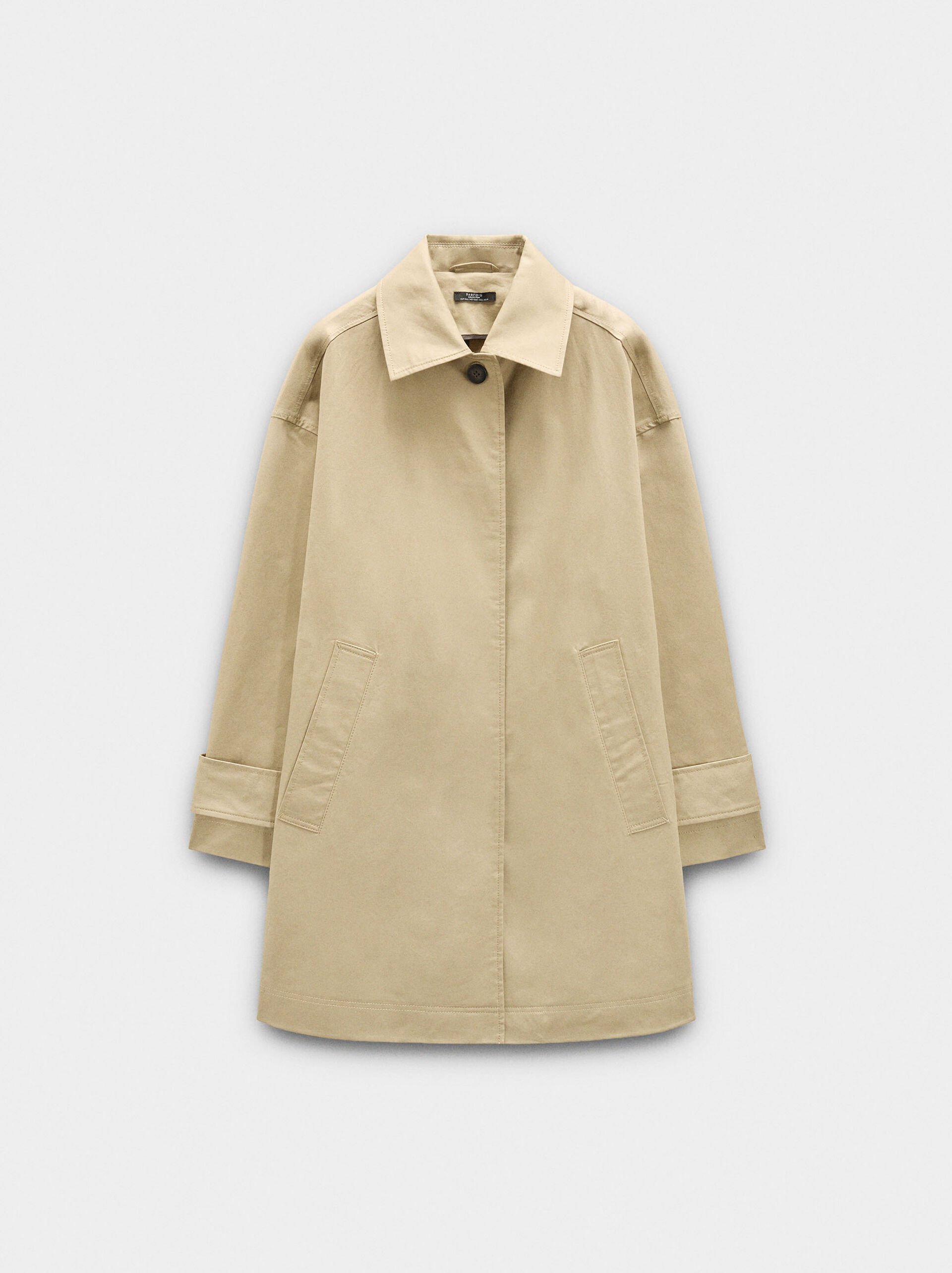 Trench mi-long en coton avec poches image number 6.0