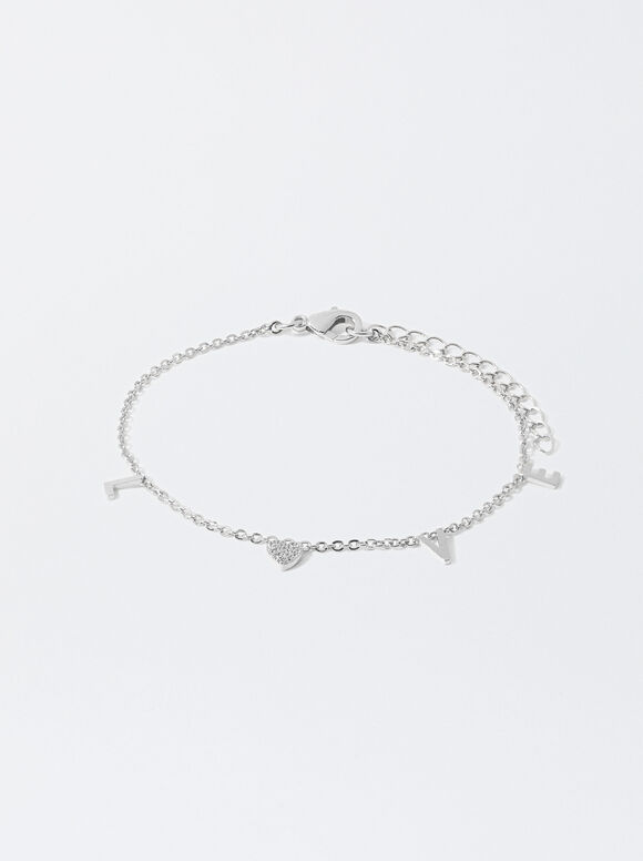 Bracelet With Zirconia Love, Silver, hi-res