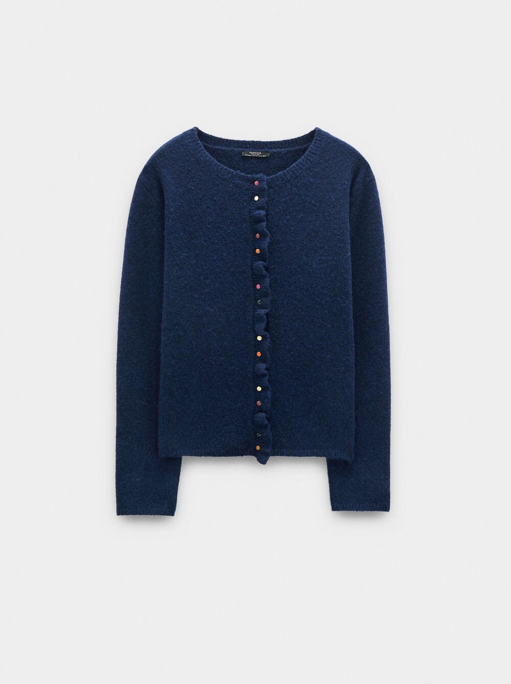 Knitted cardigan with ruffles