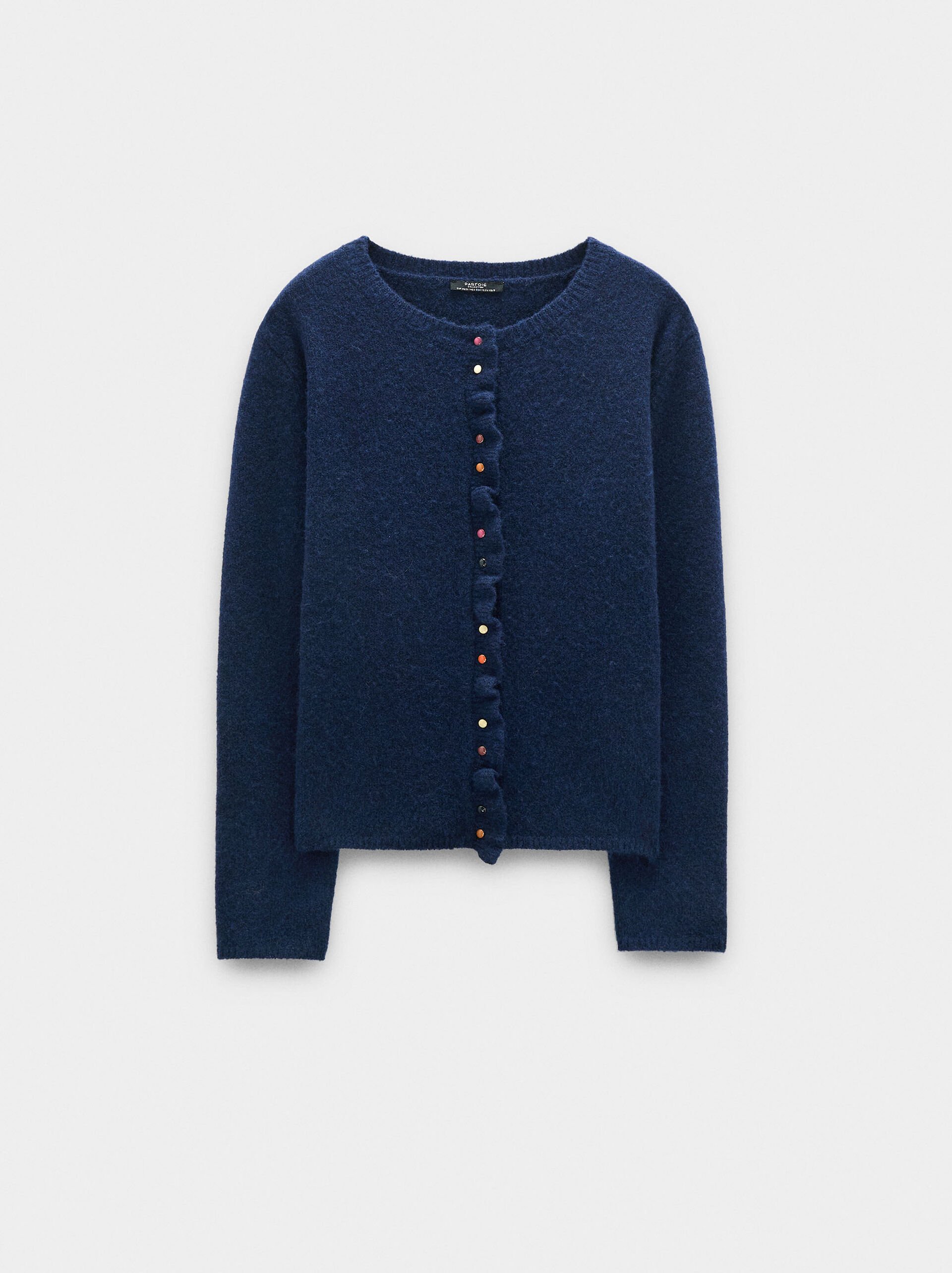 Knitted cardigan with ruffles image number 4.0