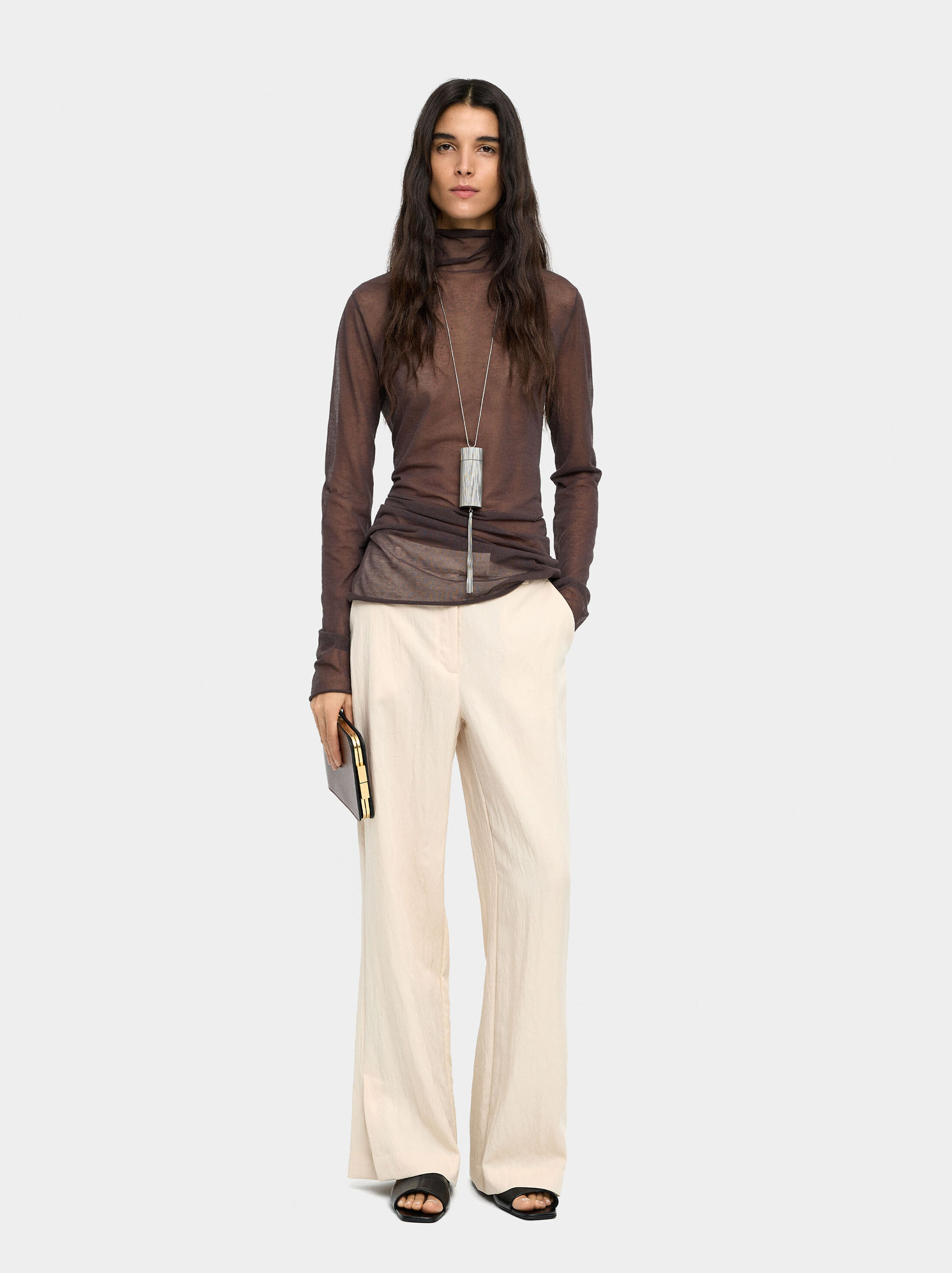 Pantalons rectes amb efecte arrugat image number 0.0