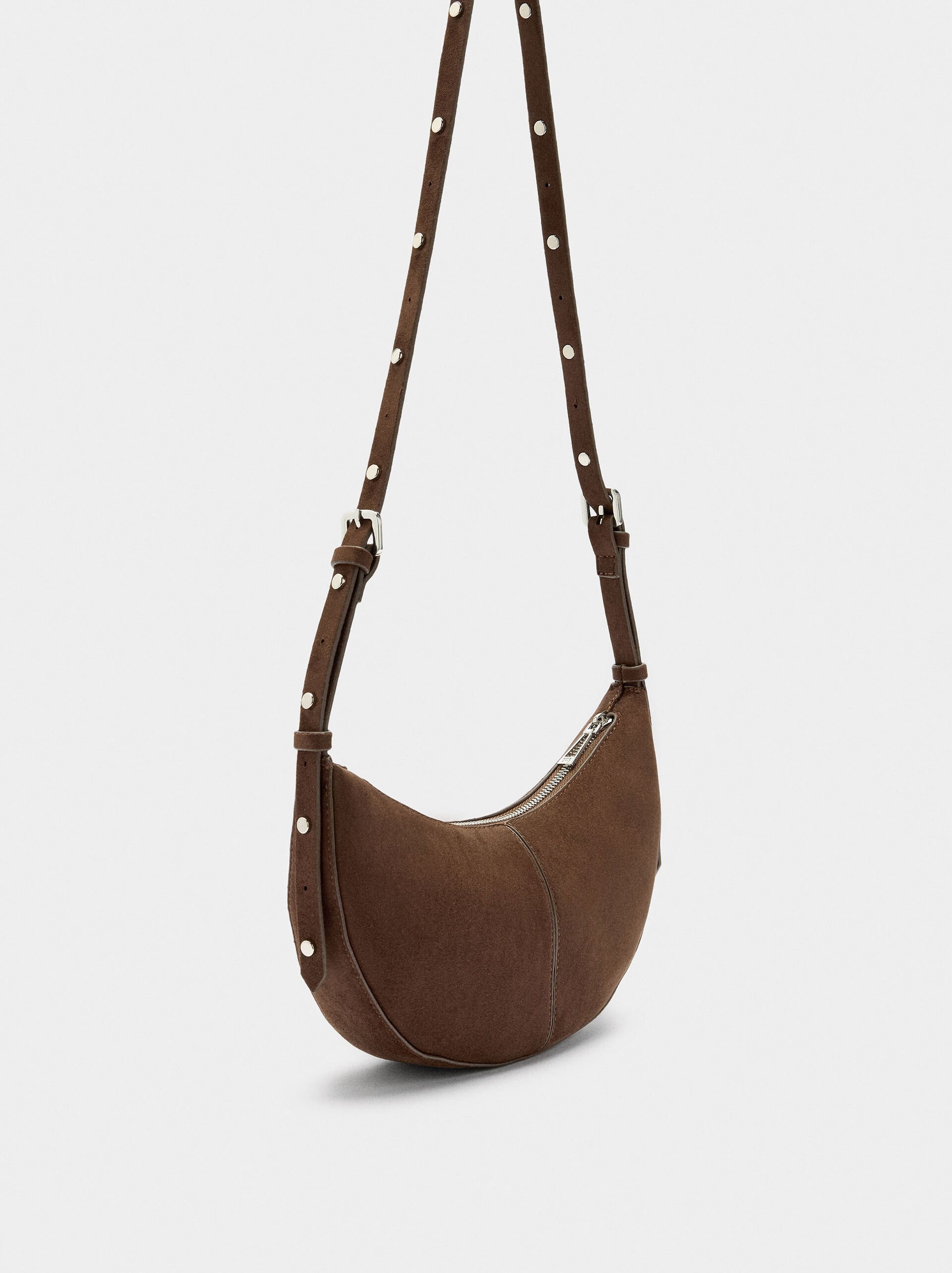 Half-moon shoulder bag with studs image number 2.0