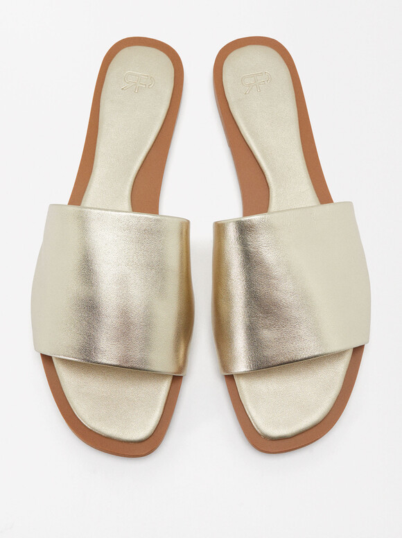 Napa Leather Sandals, Golden, hi-res