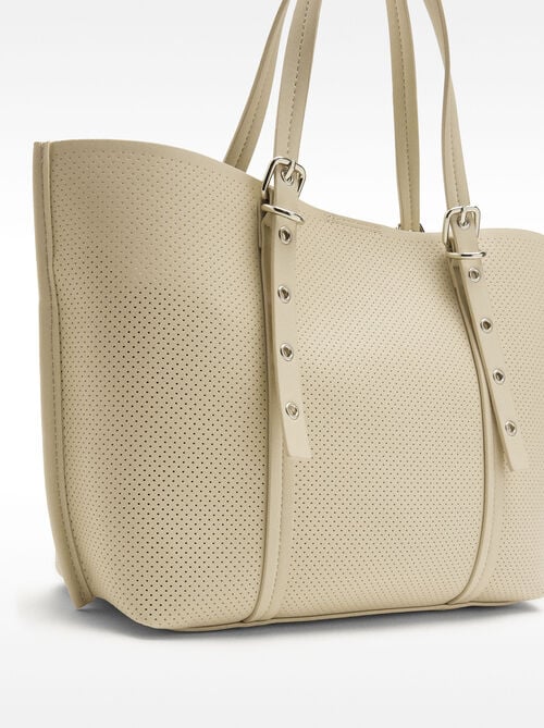Perforated tote bag with removable pouch