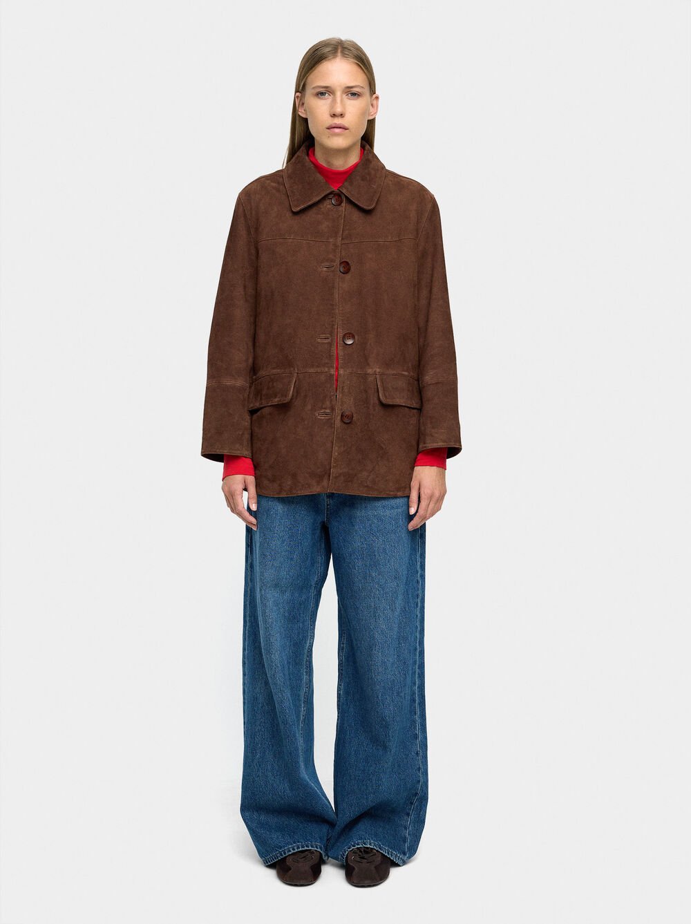 Chaqueta de piel con bolsillos