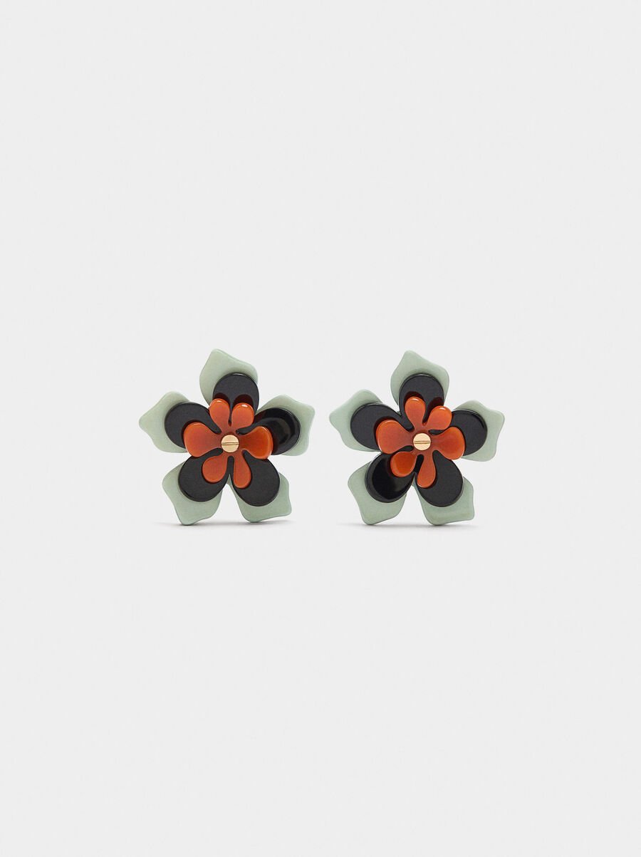 Multicolor flower earrings with resin