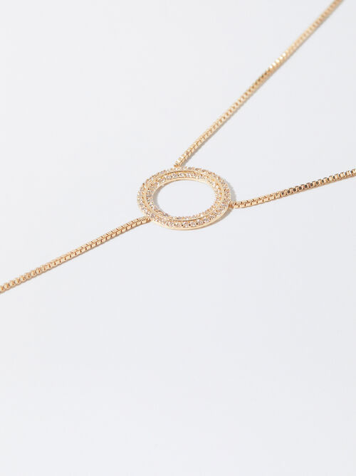 Golden Necklace With Zirconia
