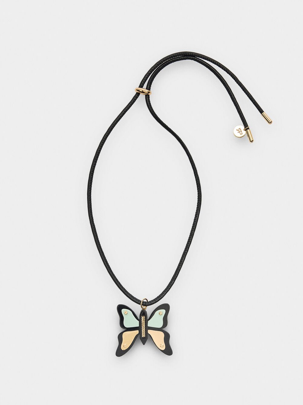 Cord necklace with butterfly pendant