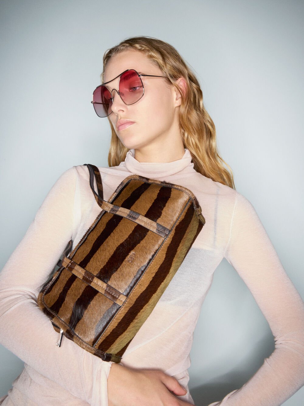 Bolso bowling de piel estampado animal