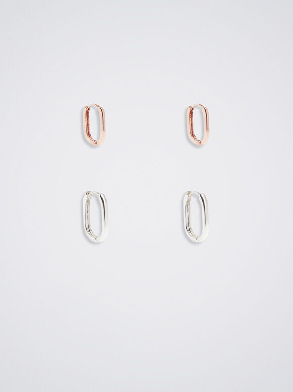 Set Of Multifinishing Hoop Earrings, Multicolor, hi-res