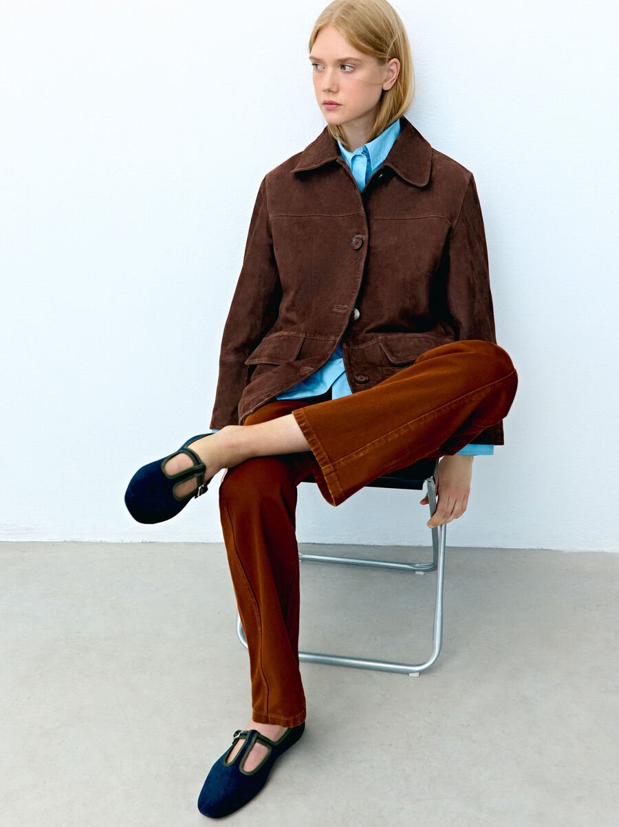 T-bar ballet flats with soft texture