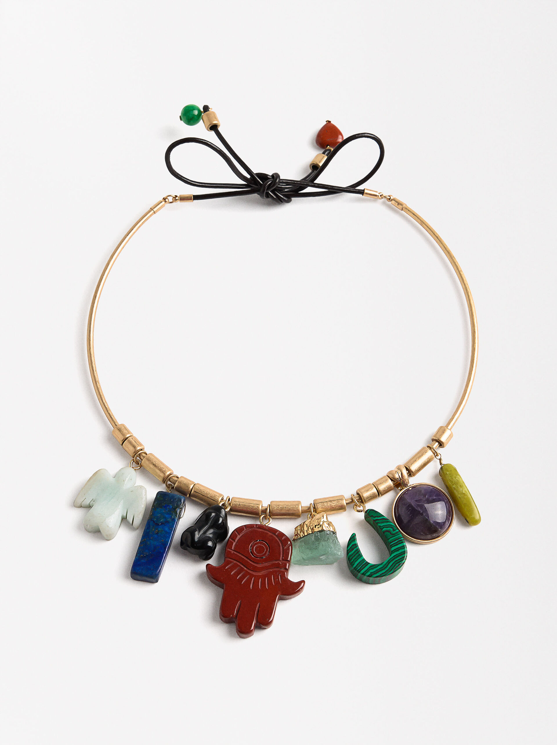 Collier rigide avec pendentifs en pierre image number 0.0