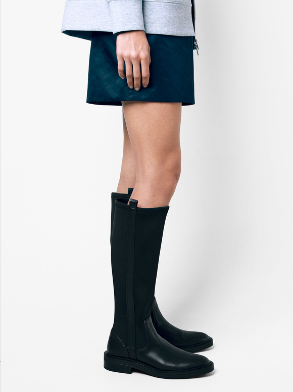 Sygdom kom videre Nebu Flat Stretch Boot - Black - Woman - Boots and Ankle Boots - parfois.com