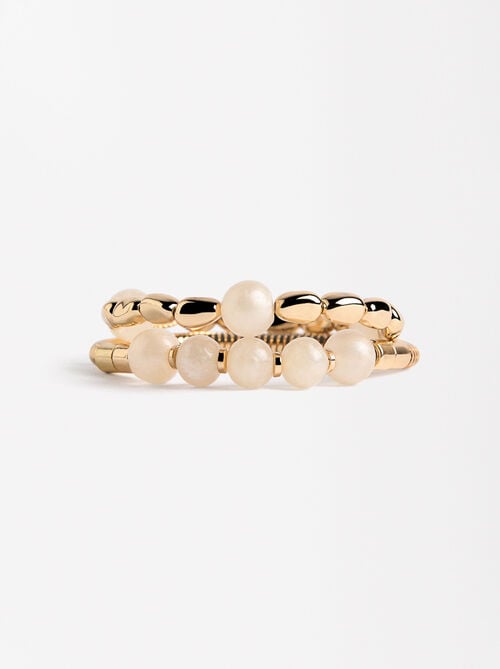 Set of elastic bracelets with resin
