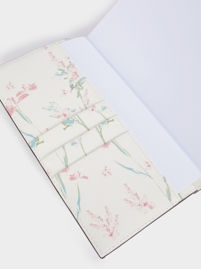 Floral Print Notebook, Ecru, hi-res