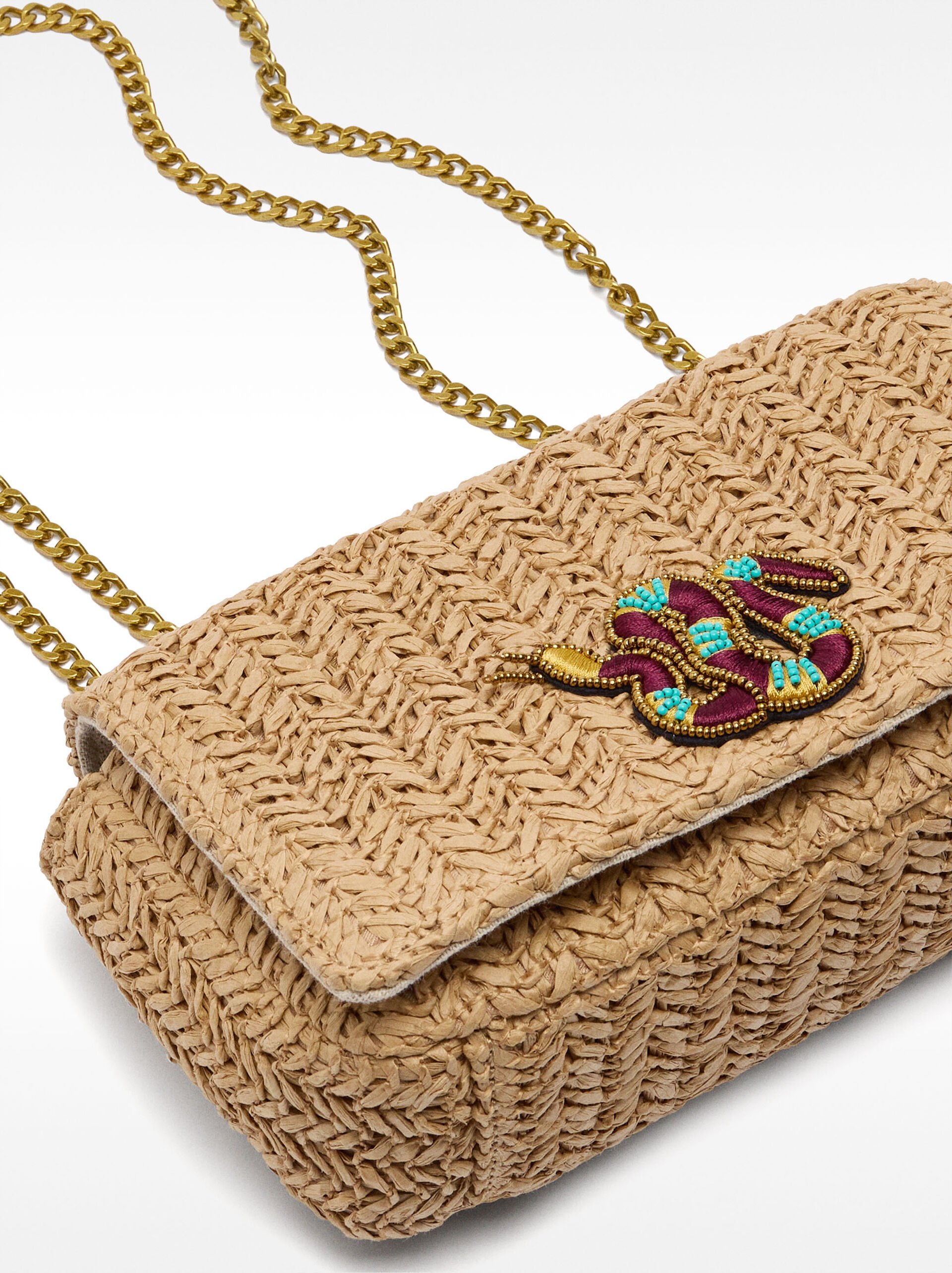 Shoulder bag with straw effect image number 3.0