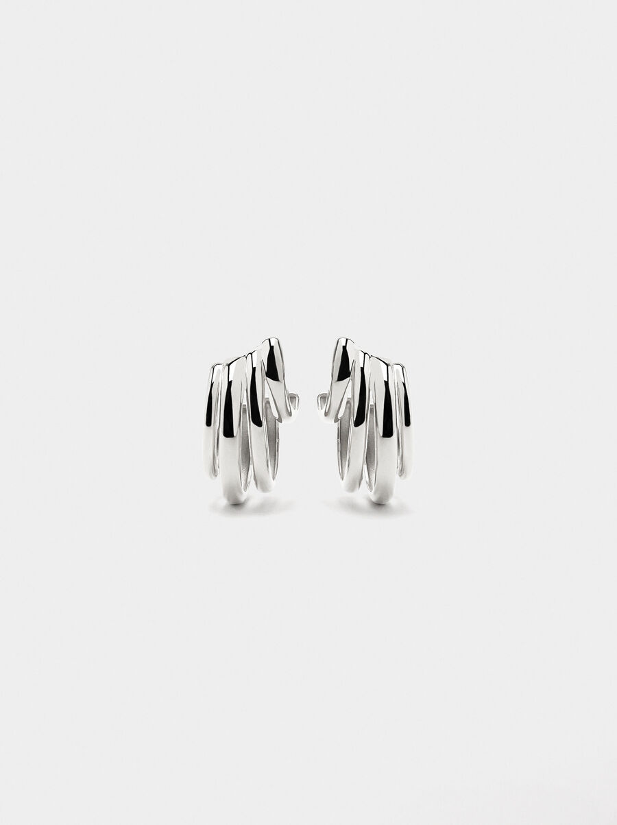 Triple-effect hoop earrings – stainless steel