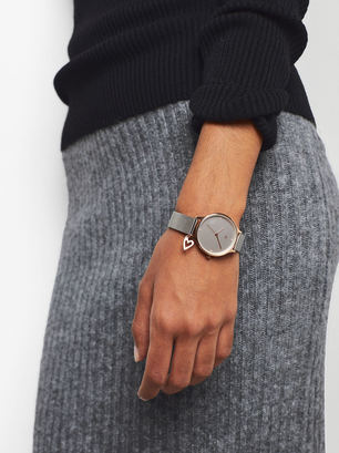 Stainless Steel Watch With Heart, Silver, hi-res