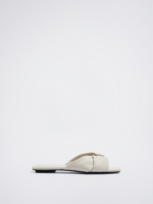 Online Exclusive - Flat Sandals With Knots, White, hi-res