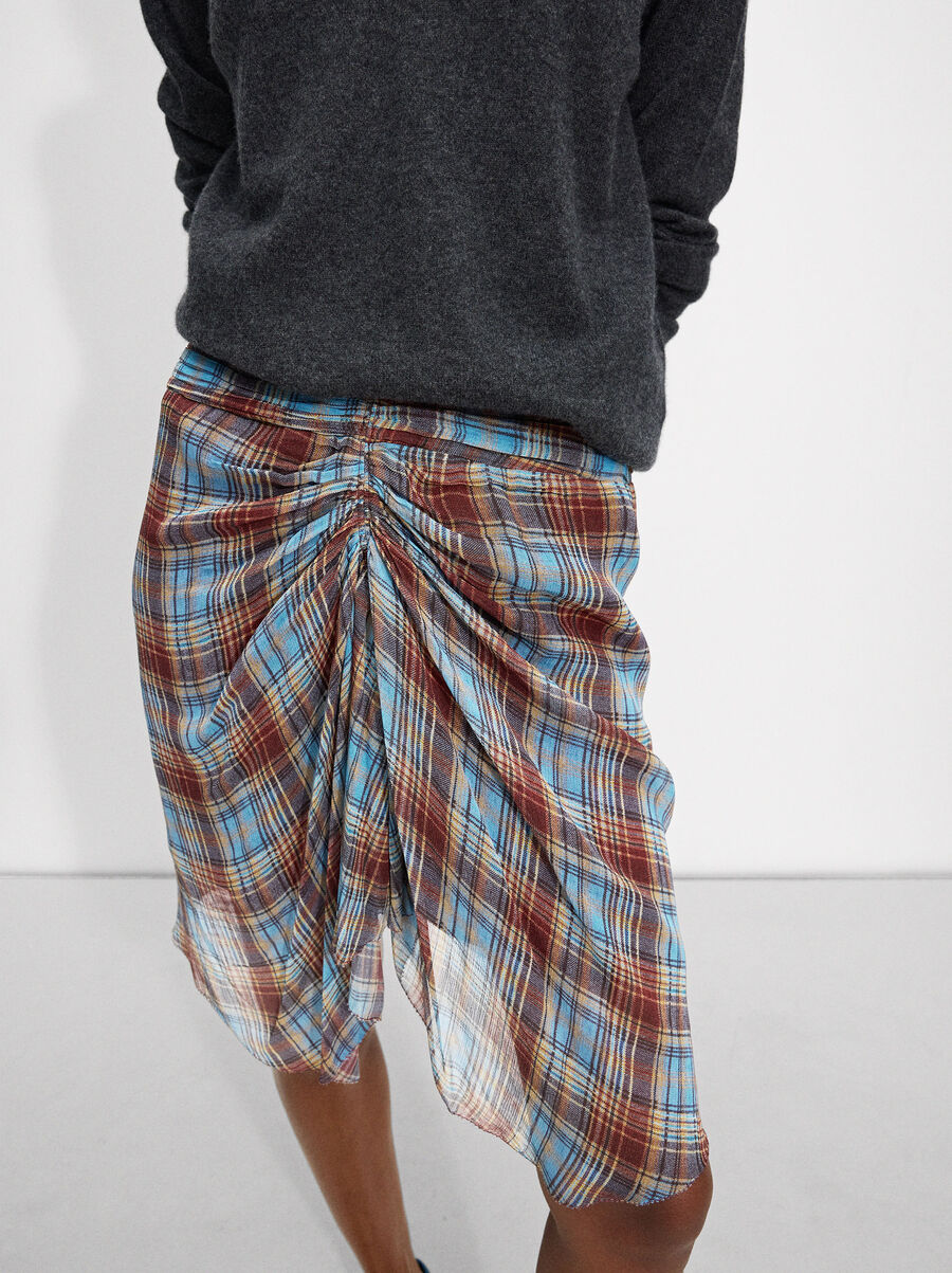 Printed skirt with ruched