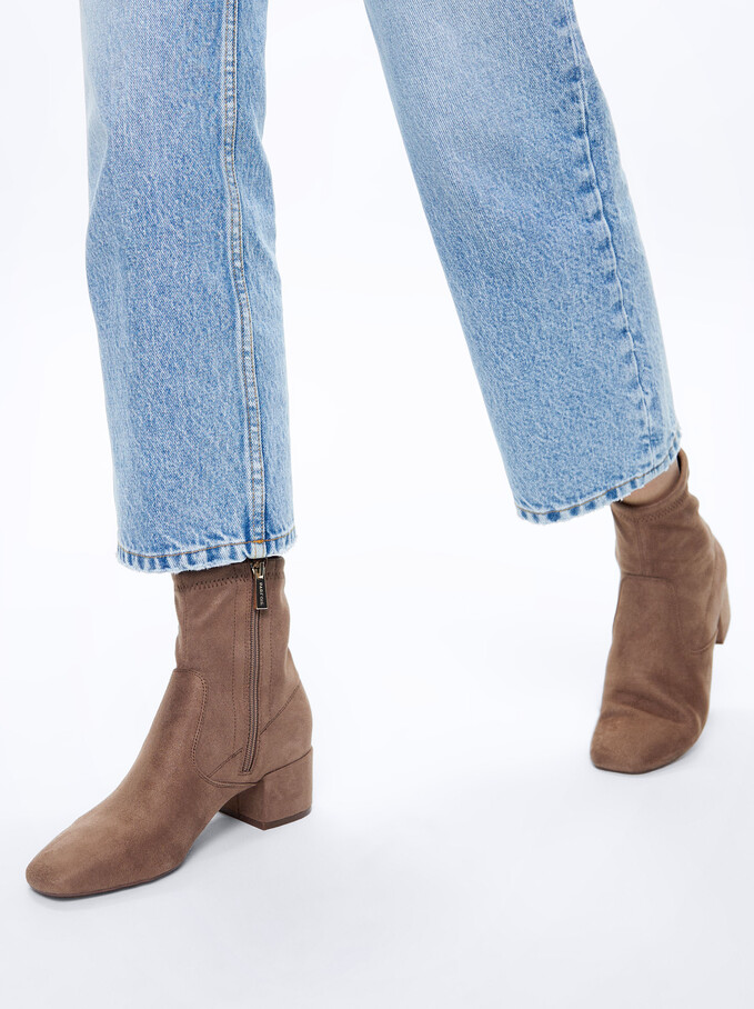 Heeled Ankle Boots, Brown, hi-res