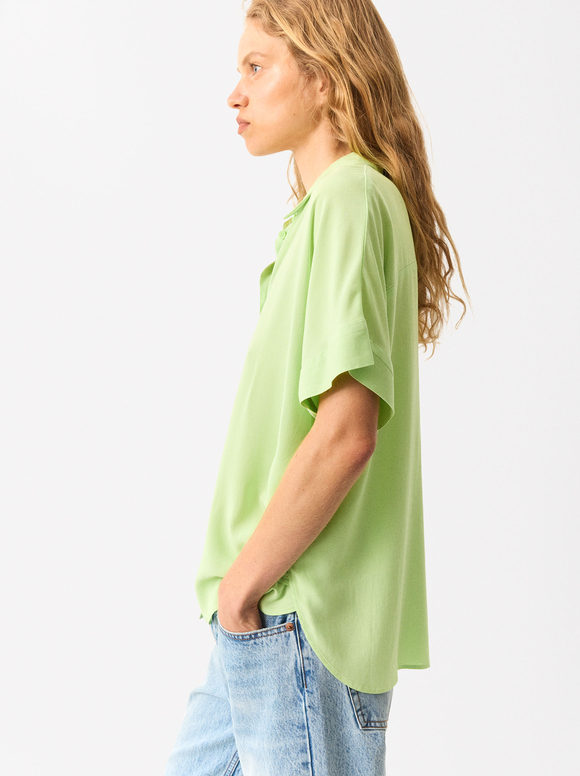 Short-Sleeved Shirt With Buttons, Yellow, hi-res