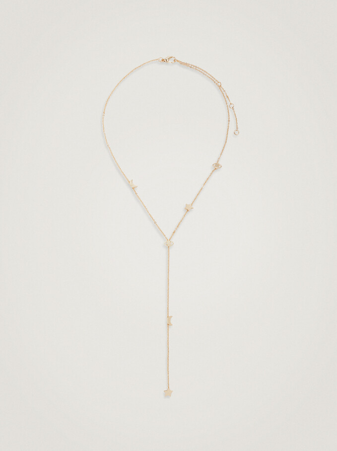 Golden Necklace With Charms, , hi-res