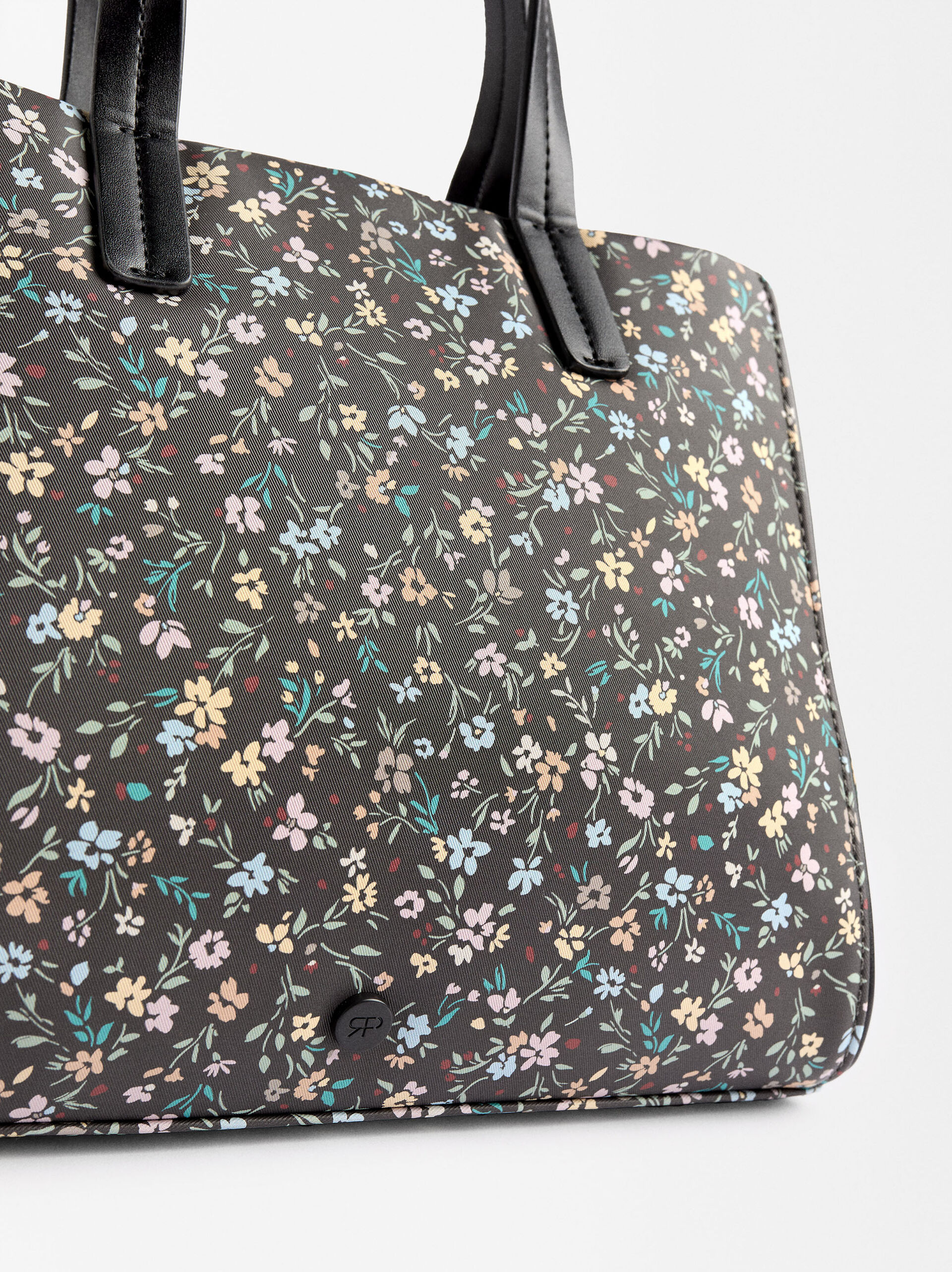 Printed nylon-effect tote bag image number 2.0