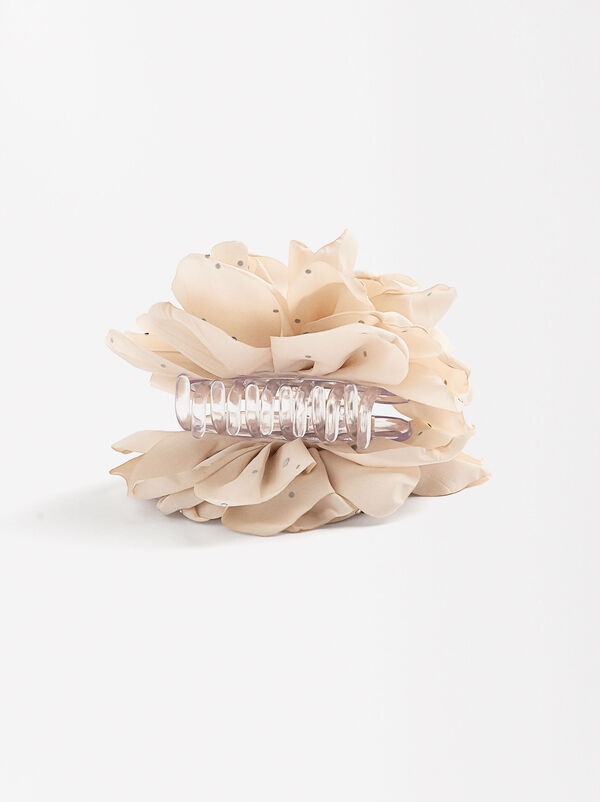 Hair claw with flower and rhinestones