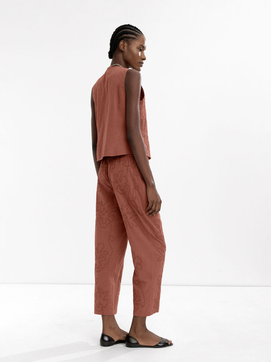 100% cotton embroidered trousers