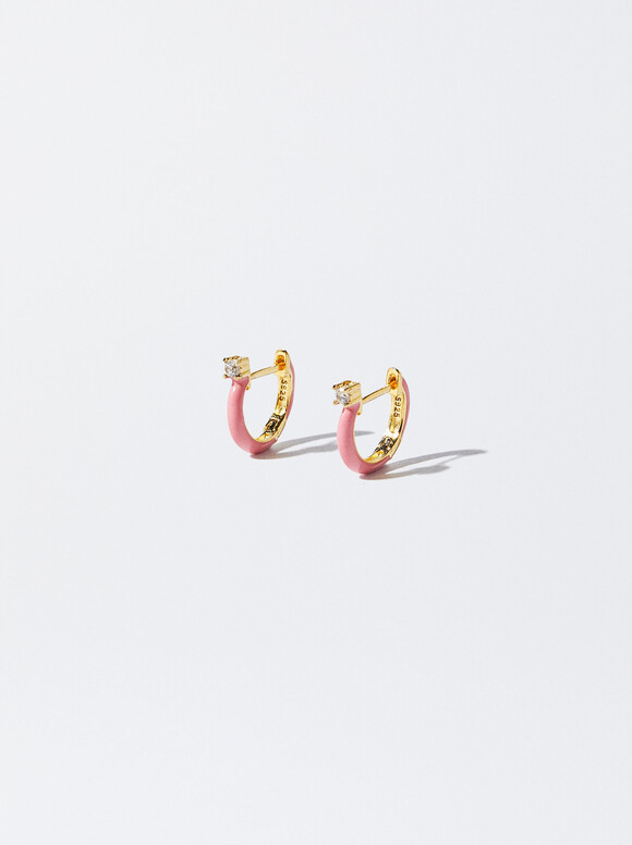 Aros De Plata 925 Con Circonitas, Rosa, hi-res