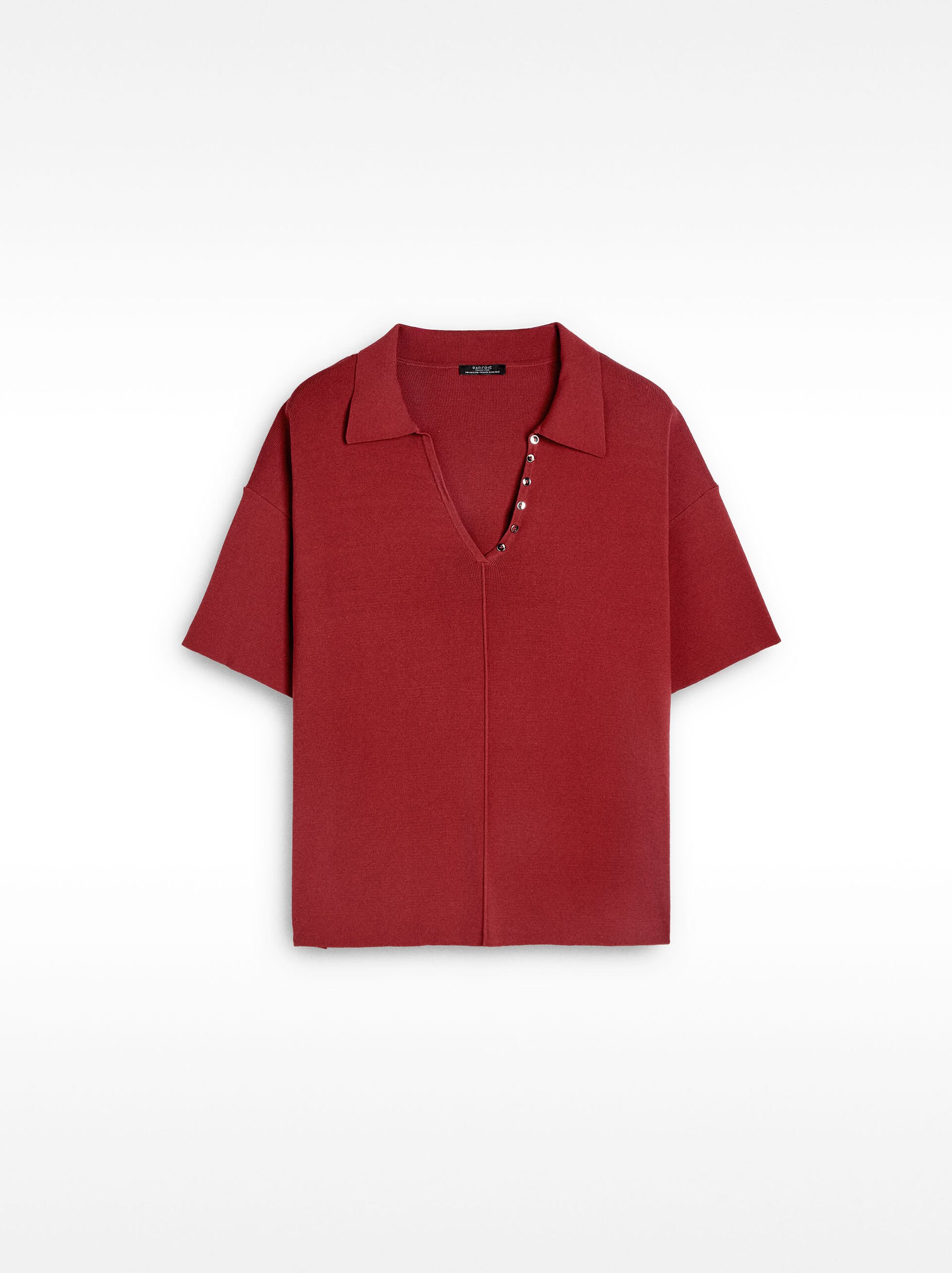 Pull en maille avec col polo image number 4.0