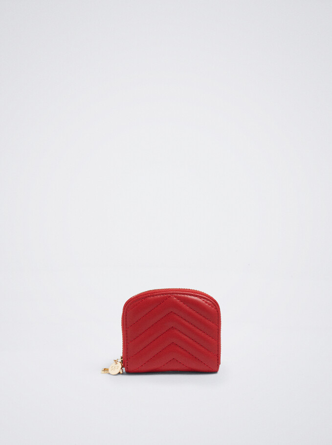 Quilted Coin Purse, Red, hi-res