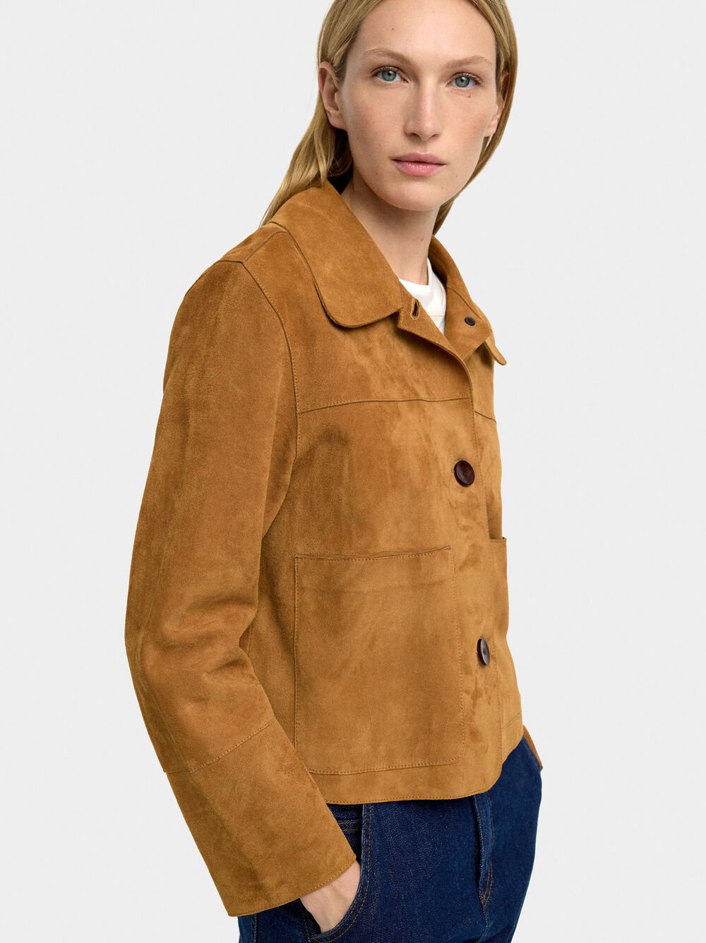 Leather jacket with buttons