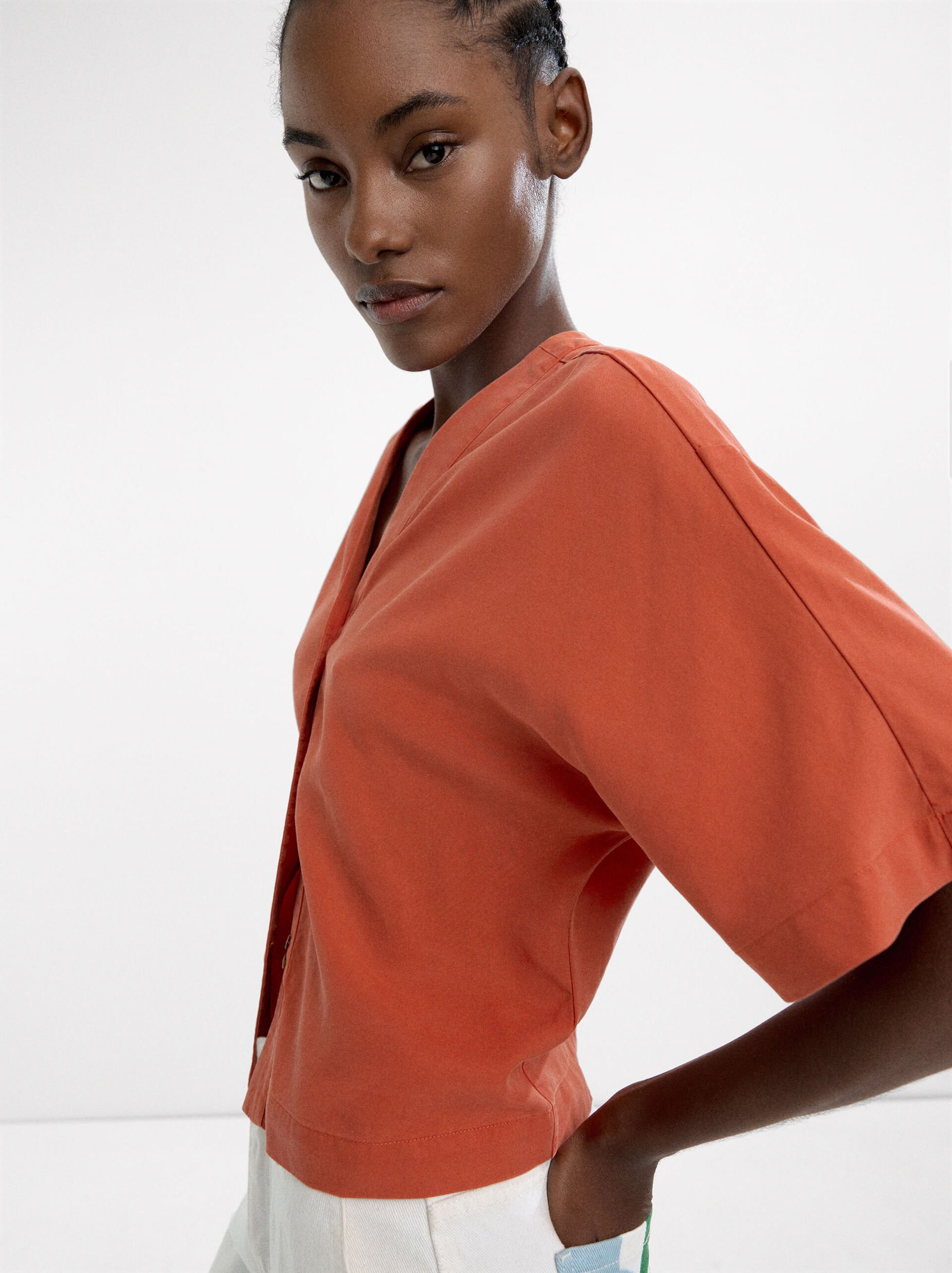Short-sleeved shirt with 100% lyocell image number 2.0
