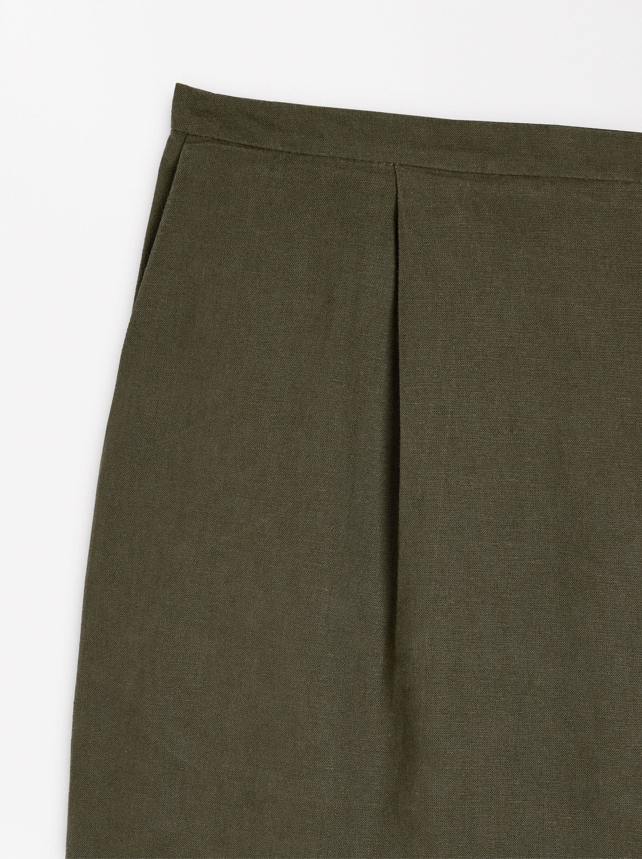 Linen-blend trousers with elastic waistband image number 6.0