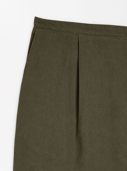 Linen-blend trousers with elastic waistband