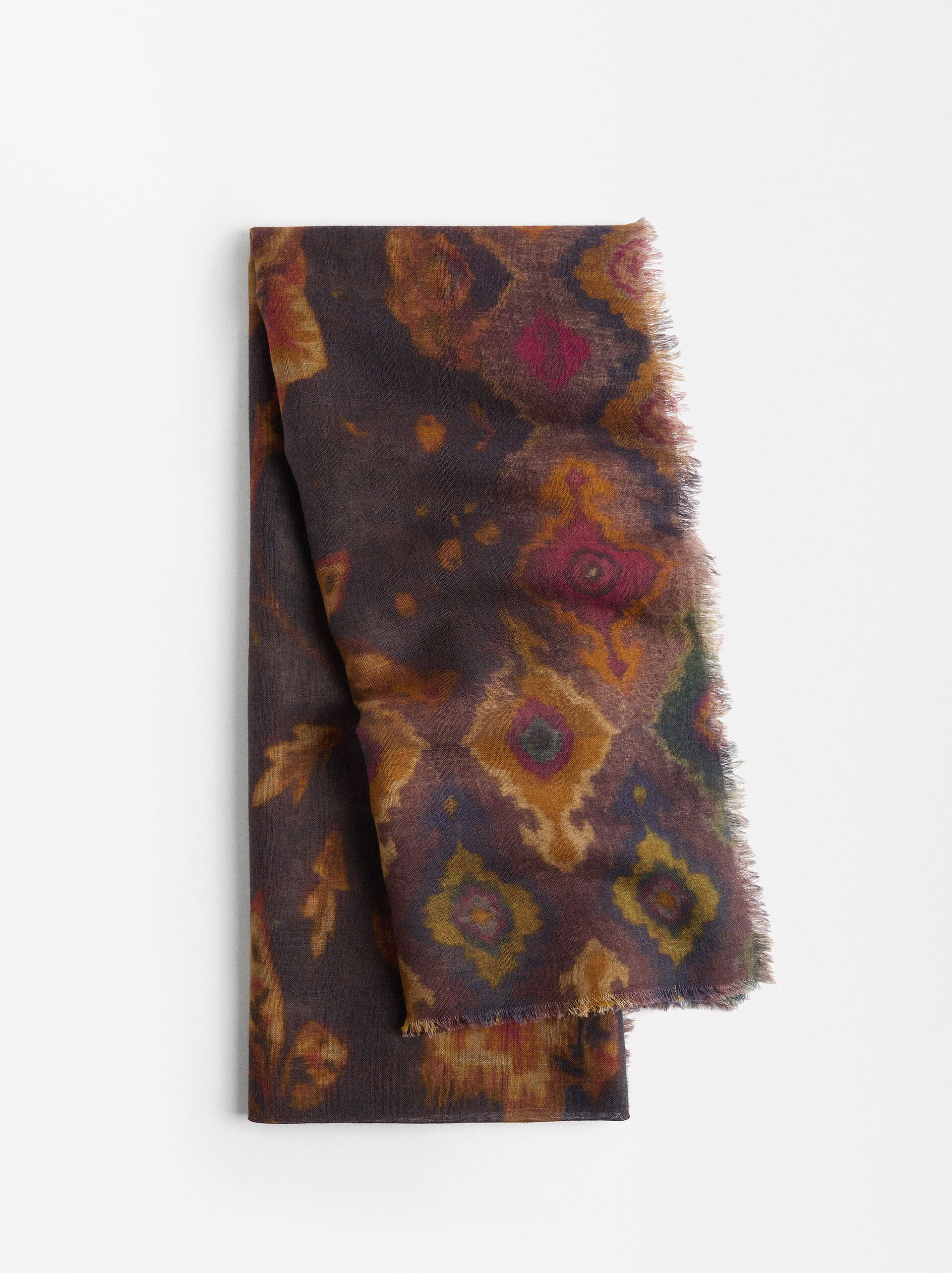 Printed scarf with wool image number 0.0