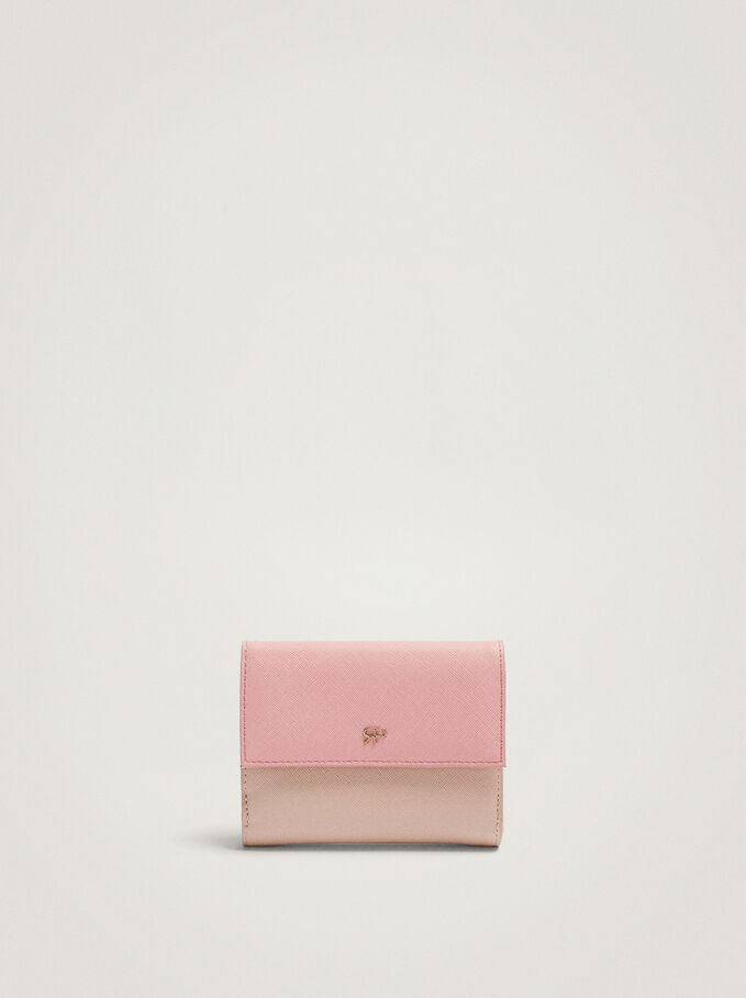Wallet With Front Flap Fastening, Pink, hi-res
